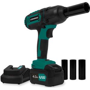 Accu slagmoersleutel 20V – 4 standen: 100/200/300/400Nm – Incl. 4 moerdoppen | Incl. 4.0Ah Accu en snellader