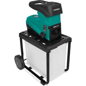 VONROC Stille Hakselaar/Shredder 2800W – Voor Takken Tot 45mm – Incl. 60L Opvangbak & Duwstok