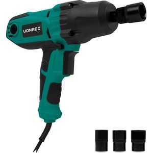 VONROC Slagmoersleutel 450W - 350Nm - 1/2"" vierkante spankop - incl. 4 steeksleutels - 3m kabel - soft grip - geschikt voor het verwisselen van banden