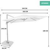 Zweefparasol Pisogne 300x300cm – Premium parasol | Wit