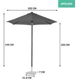 Parasol Torbole - Ø200cm – Premium parasol | Grijs