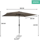 Parasol Rapallo 200x300cm –  Premium rechthoekige parasol | Taupe