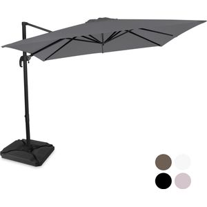 Zweefparasol Pisogne 300x300cm – Premium parasol - Grijs | Incl. 4 vulbare tegels