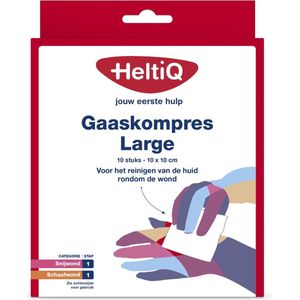 HeltiQ Gaaskompres Large 10 x 10 cm 10 stuks