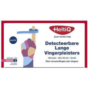 HeltiQ - Detecteerbare Textiel Vingerpleisters - Blauw - 120 x 20mm