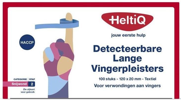 HeltiQ - Detecteerbare Textiel Vingerpleisters - Blauw - 120 x 20mm