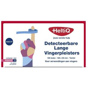 HeltiQ Vingerpleisters Detecteerbaar - 180x20 mm - Textiel - PE 100 stuks - Blauw