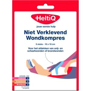 Heltiq wondkompres - Niet verklevend - Steriele gaasjes - 10x10 cm - 5 stuks