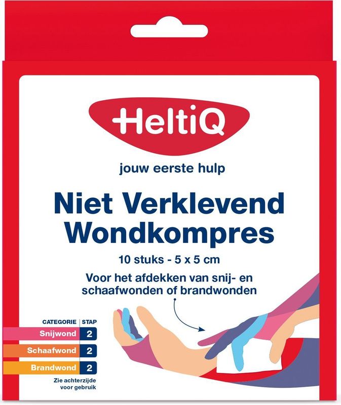 HeltiQ - Niet Verklevend Wondkompres - 5x5cm - Steriel - 10 Stuks