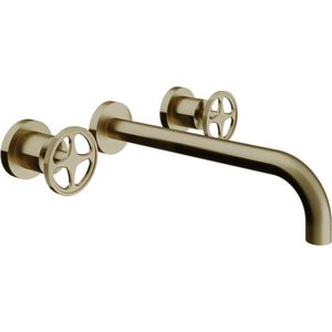 Royal Plaza Olmo afdekset tweegreeps wandkraan industriele greep uitloop 23cm bronze