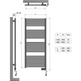 Blinq Altare elektrische handdoekradiator 140x60cm - 900w - mat zwart