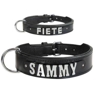 MyName leren halsband, zwart 40 cm x 20 mm zonder letters