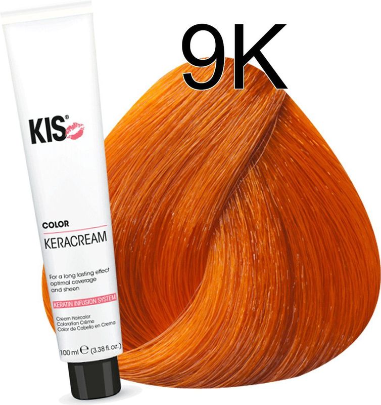 KIS - KeraCream Color - Haarverf - 9K Extra Licht Koper - Permanente Kleurcrème