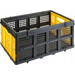 Stanley Vouwkrat FT505 - Opvouwbare Boodschappenkrat - Draagcapaciteit tot 25KG - Inhoud 50L - 56,8 x 41 x 27,2 CM - Zwart/Geel