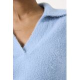 GARCIA - Dames Trui - Blauw - Fluffy Gebreid - V-hals - Lange Mouwen