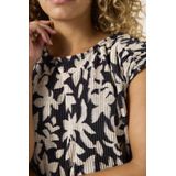 T-shirt - Schouderdetail - Glitter - Korte Mouwen - Ronde Hals - Regular Fit - 100% Polyester