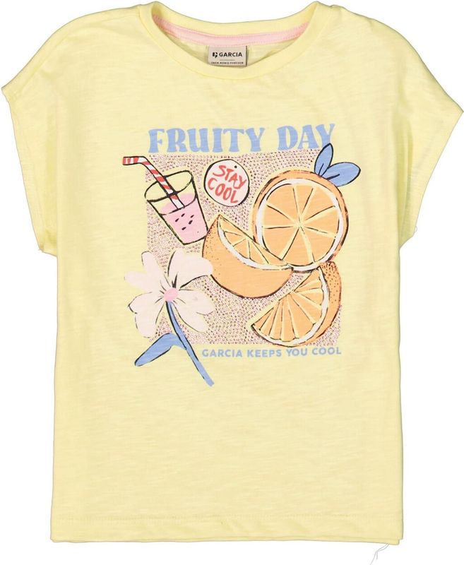 GARCIA - T-shirt - Geel - Katoen - Korte Mouwen - Ronde Hals