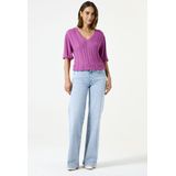 GARCIA - Ajour Trui - Paars - 85% Viscose, 15% Polyamide
