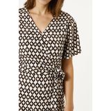 GARCIA - Crinkle Jurk - Allover Print - Korte Mouwen - V-hals - Tailleceintuur - Regular Fit - 98% Gerecycled Polyester