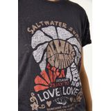 GARCIA - Chest Print T-shirt - Gray - Korte Mouw - Recycled Materiaal