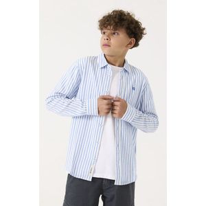 GARCIA Overhemd - Blauw - Katoen - Streeppatroon - Lange Mouwen