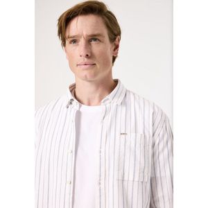 GARCIA Heren Overhemd - Wit - Gestreept - 100% Katoen