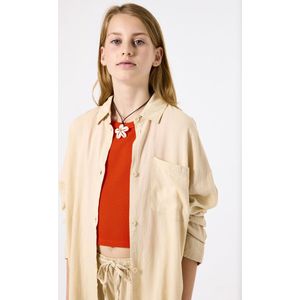 GARCIA Blouse Bruin - Katoenen Chambray - Lange Mouwen - Relaxed Fit