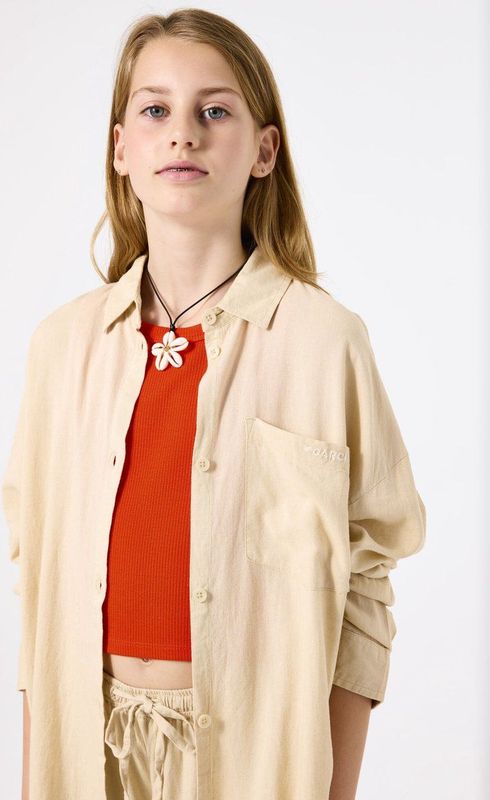 GARCIA - Overhemd - Bruin - Katoenen Chambray - Lange Mouwen - Borstzakje