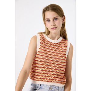 GARCIA - Meisjes Trui - Oranje - Katoen - Mouwloos - Ronde Hals