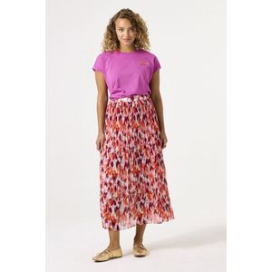 GARCIA - Plooirok - Rood - Crêpe - Elastische Tailleband - High Waist