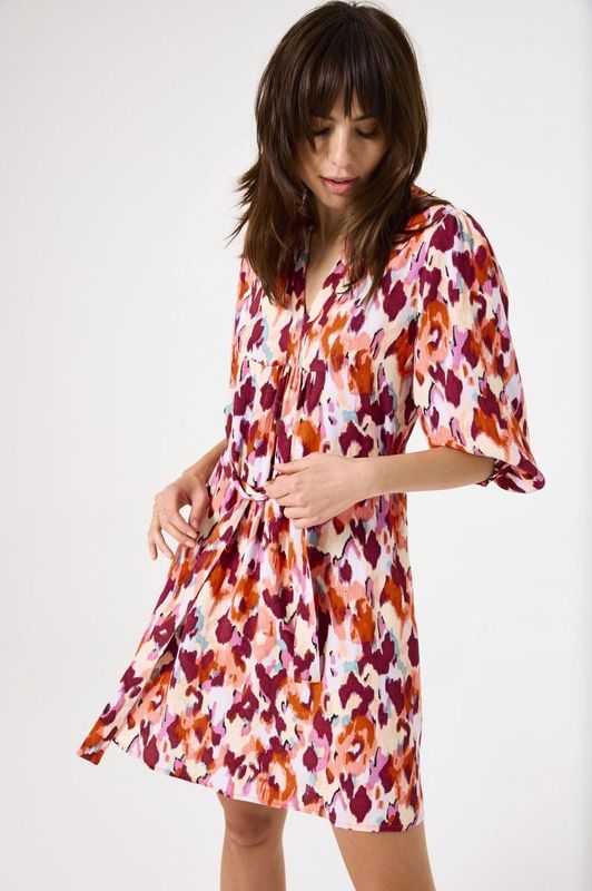 GARCIA - A-lijn Jurk - Rood - Chiffon - Korte Mouwen