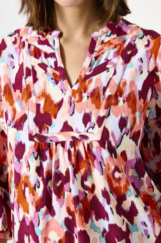 GARCIA - Blouse - Crêpe - Allover Print - 3/4 Mouwen - Relaxed Fit - Viscose