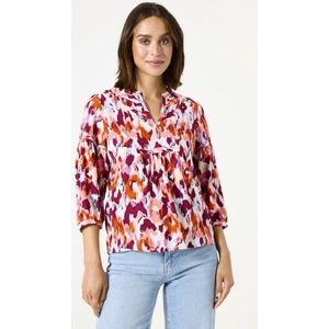 GARCIA - Overhemd - Rood - Crêpe - 3/4 Mouwen - Y-hals - Relaxed Fit