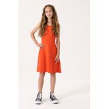 GARCIA - Midi Jurk - Oranje - 100% Recycled Polyester - Lange Mouwen V-hals