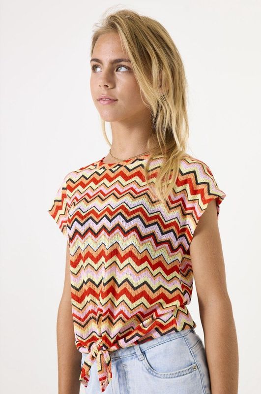 GARCIA - Jacquard Geweven T-shirt - Multicolor - 96% Polyester, 4% Elastaan