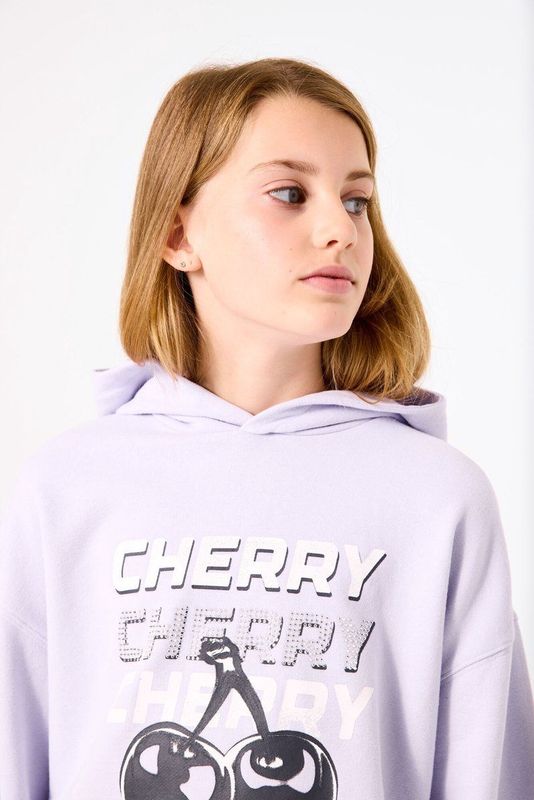 GARCIA - Sweater - Paars - Katoen/Polyester - Hoodie met Borstprint