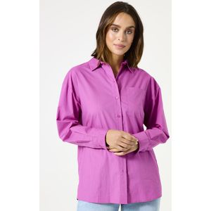 Blouse - Effen - Katoen - Lange Mouw - Losse Pasvorm