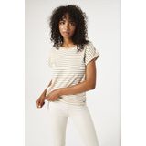 GARCIA - T-shirt - Wit - Katoen/Polyester/Metallic - Streeppatroon