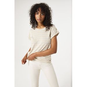 GARCIA - T-shirt - Wit - Katoen/Polyester/Metallic - Streeppatroon