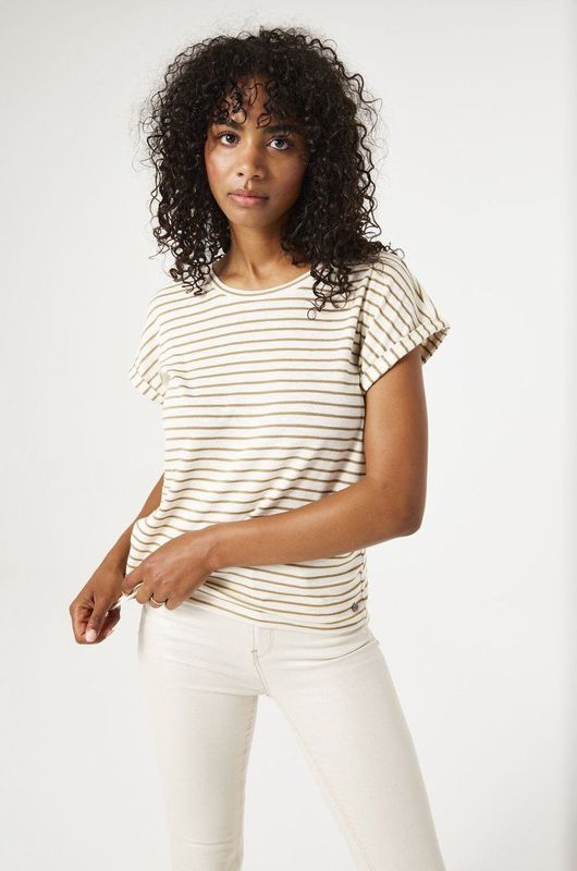 GARCIA - T-shirt - Wit - Katoen/Polyester/Metallic - Streeppatroon