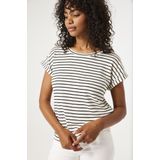 GARCIA - T-shirt - Zwart - Katoen/Polyester/Metallic - Streeppatroon