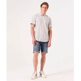 GARCIA Overhemd - Wit - Katoen/Linnen - Korte Mouw - All Over Print