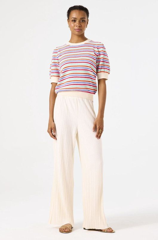 GARCIA D50115 Broek Wit - Plissé - Regular Fit - Elastische Tailleband