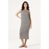 Midi Jurk - Allover Print - Ronde Hals - Regular Fit - Viscose/Polyester/Elastaan