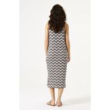 Midi Jurk - Allover Print - Ronde Hals - Regular Fit - Viscose/Polyester/Elastaan