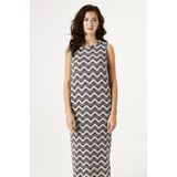 Midi Jurk - Allover Print - Ronde Hals - Regular Fit - Viscose/Polyester/Elastaan