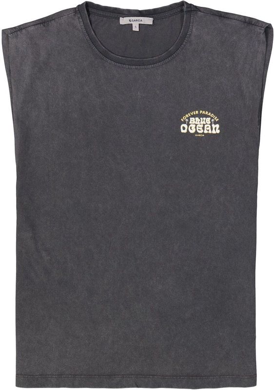 GARCIA - Chest Print T-shirt - Grijs - Mouwloos