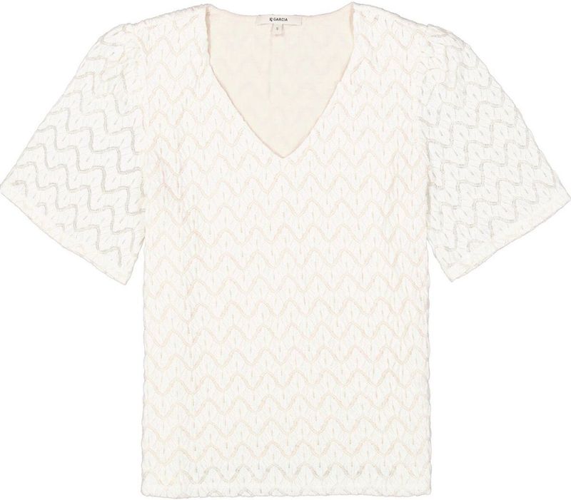 GARCIA Dames Effen T-shirt Wit Korte mouw