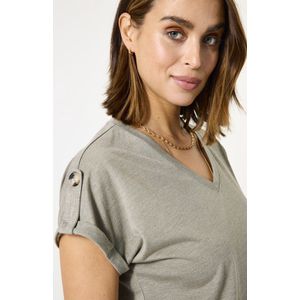 GARCIA - Dames T-shirt - Groen - 64% Gerecycled Polyester, 35% Viscose, 1% Metallic Garen