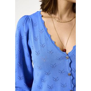 GARCIA - Gebreid Vest - Blauw - V-hals - Knoopsluiting - Regular Fit